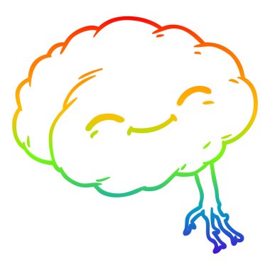 gökkuşağı gradyan çizgi çizim karikatür mutlu beyin