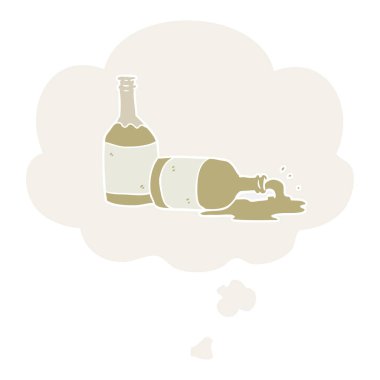 karikatür bira şişeleri ve retro tarzında düşünce balonu