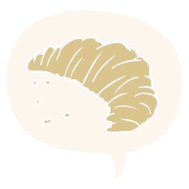 retro tarzında karikatür kruvasan ve konuşma balonu