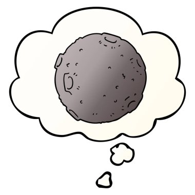 karikatür ay ve pürüzsüz degrade tarzında düşünce balonu