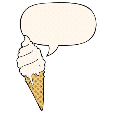 çizgi roman tarzında karikatür dondurma ve konuşma balonu