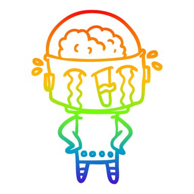 gökkuşağı gradyan çizgi çizim karikatür ağlayan robot