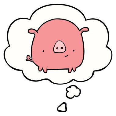 karikatür domuz ve düşünce balonu