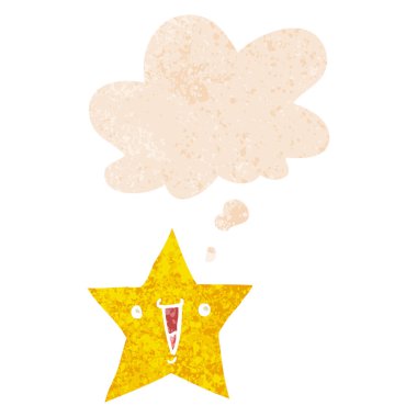 retro dokulu tarzında karikatür yıldızı ve düşünce balonu