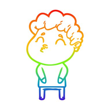 gökkuşağı gradyan çizgi çizim karikatür adam pouting