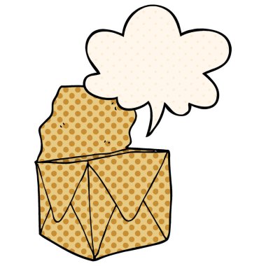 çizgi roman tarzında karikatür paketi ve konuşma balonu