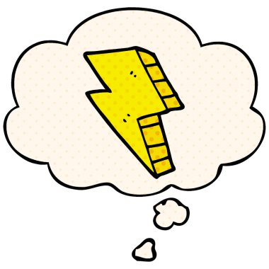 çizgi roman tarzında karikatür yıldırım ve düşünce balonu