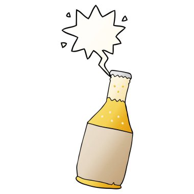 karikatür bira şişesi ve konuşma balonu pürüzsüz degrade tarzında