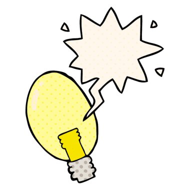 çizgi roman tarzında karikatür elektrik ışık ve konuşma balonu