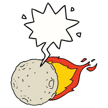 karikatür göktaşı ve konuşma balonu