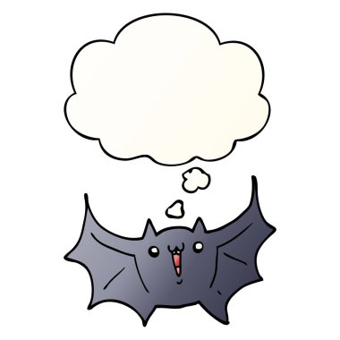 karikatür mutlu vampir yarasa ve pürüzsüz degrade kabarcık düşünce 