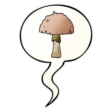 düzgün degrade tarzında karikatür mantar ve konuşma balonu