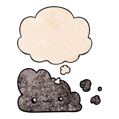 sevimli karikatür bulut ve grunge doku desen düşünce balonu 