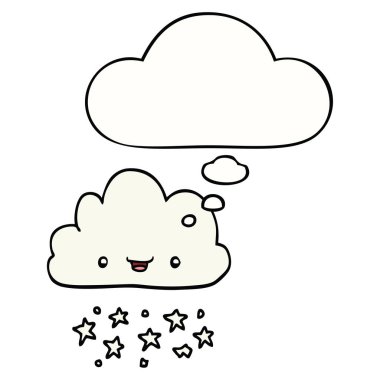 karikatür fırtına bulut ve düşünce balonu