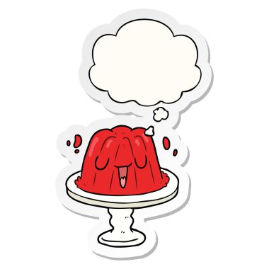 karikatür jöle ve baskılı bir etiket olarak kabarcık düşünce