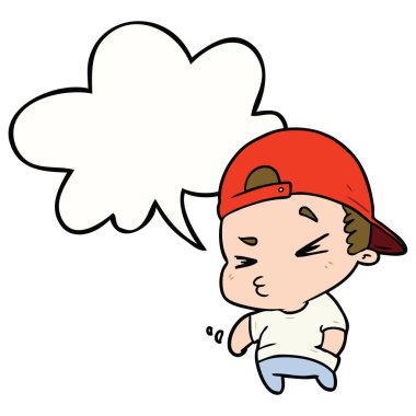 karikatür serin çocuk ve konuşma balonu