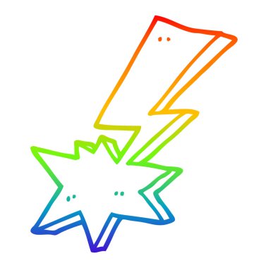 gökkuşağı degrade çizgi çizim karikatür yıldırım