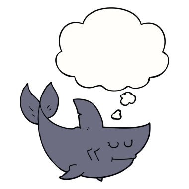 karikatür köpekbalığı ve düşünce balonu