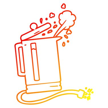 sıcak degrade çizgi çizim karikatür elektrikli su ısıtıcısı kaynama