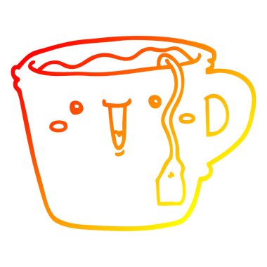 sıcak degrade çizgi çizim sevimli karikatür kahve fincanı