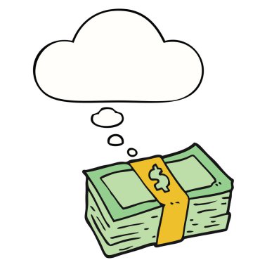 karikatür nakit ve düşünce balonu