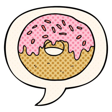çizgi roman tarzında karikatür donut ve konuşma balonu
