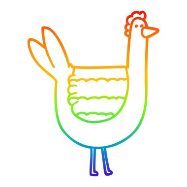 gökkuşağı degrade çizgi çizim karikatür tavuk