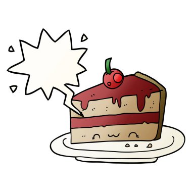 düzgün degrade tarzında karikatür pasta ve konuşma balonu