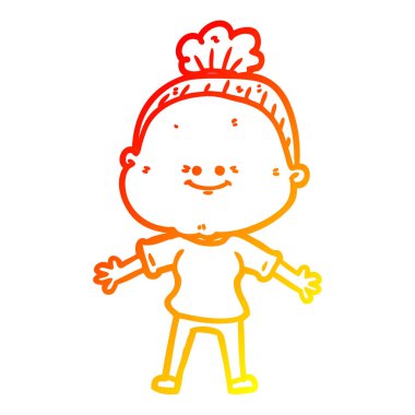 sıcak degrade çizgi çizim karikatür mutlu yaşlı kadın