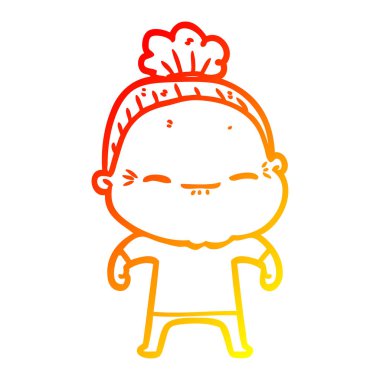 sıcak degrade çizgi çizim karikatür barışçıl yaşlı kadın