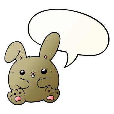 düzgün degrade tarzında karikatür tavşan ve konuşma balonu
