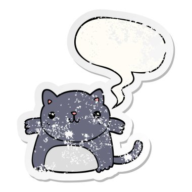 karikatür kedi ve konuşma balonu sıkıntılı etiket