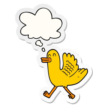 karikatür ördek ve baskılı bir etiket olarak düşünce kabarcık