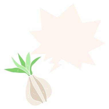 retro tarzında karikatür soğan ve konuşma balonu