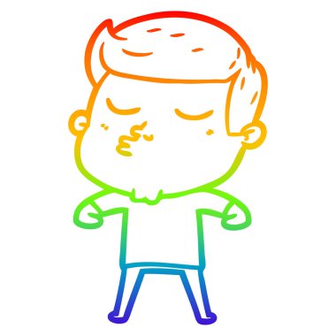 gökkuşağı gradyan çizgi çizim karikatür model adam pouting