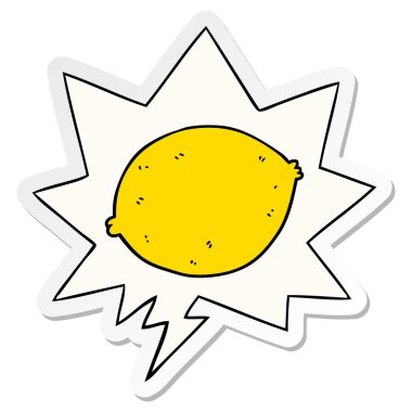 karikatür limon ve konuşma kabarcık etiket