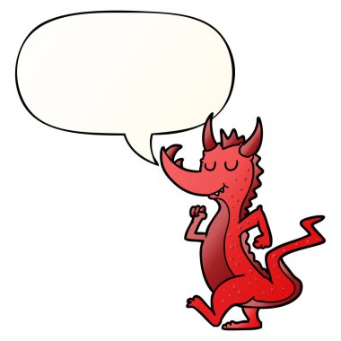 düzgün degrade tarzında karikatür sevimli ejderha ve konuşma balonu