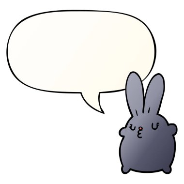 pürüzsüz degrade tarzında sevimli karikatür tavşan ve konuşma balonu
