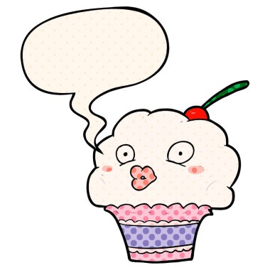 komik karikatür cupcake ve çizgi roman tarzında konuşma balonu