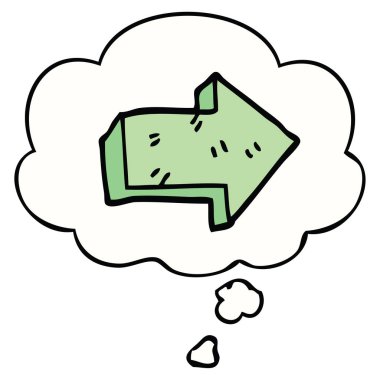 karikatür işaret ok ve düşünce kabarcık