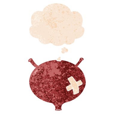 karikatür mesane ve retro dokulu tarzında düşünce balonu