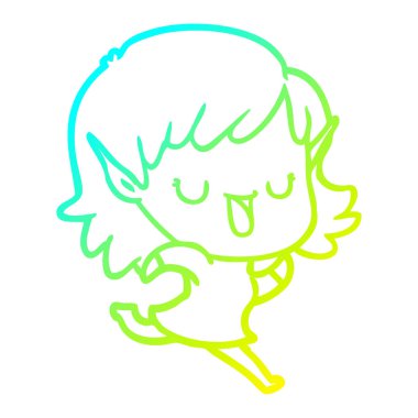 soğuk degrade çizgi çizim karikatür elf kız