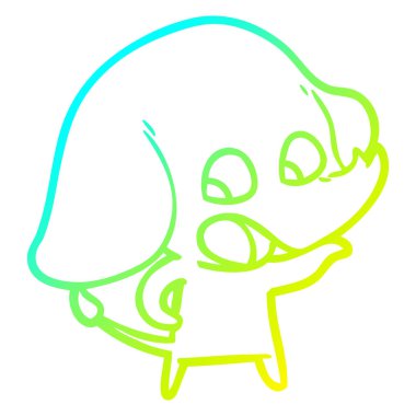 soğuk degrade çizgi çizim sevimli karikatür fil