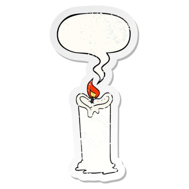 karikatür mum ve konuşma balonu sıkıntılı etiket