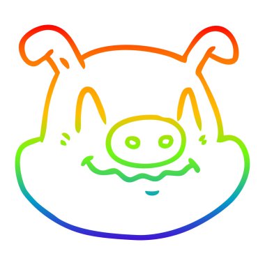 gökkuşağı degrade çizgi çizim karikatür domuz yüz