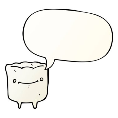 düzgün degrade tarzında karikatür mutlu diş ve konuşma balonu