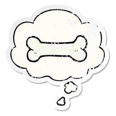 karikatür kemik ve sıkıntılı yıpranmış etiket olarak kabarcık düşünce