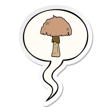 karikatür mantar ve konuşma kabarcık etiket