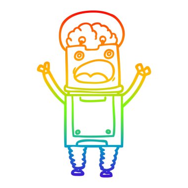 gökkuşağı degrade çizgi çizim karikatür robot