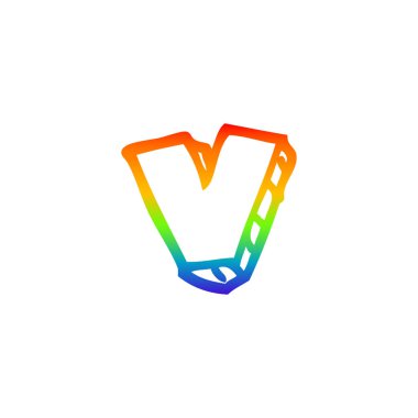 gökkuşağı degrade çizgi çizim karikatür harf v